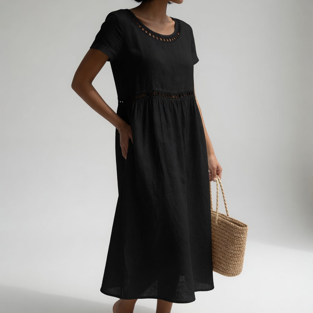 MODERNE GEBORDUURDE JURK VOOR DAMES