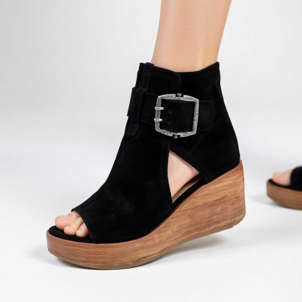 OPEN-TOE WEDGE-ENKELLAARSJES VOOR DAMES