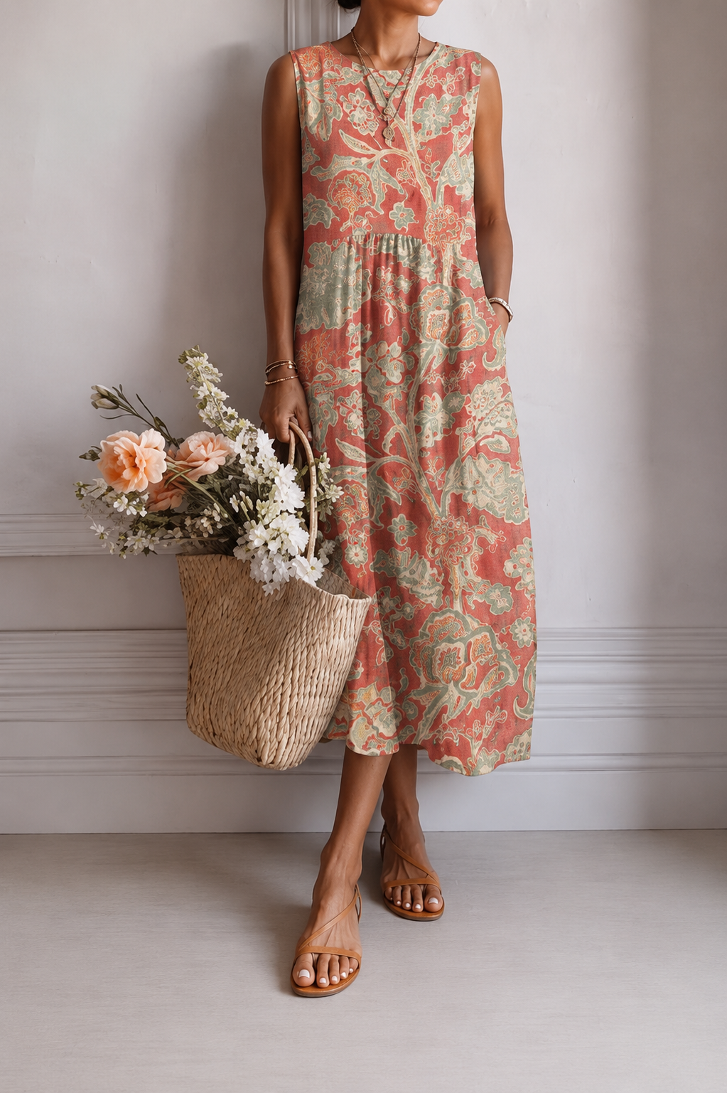 BLOEMEN MIDI-JURK VOOR DAMES