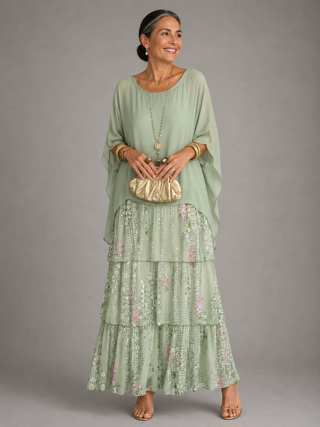 ELEGANTE JURK MET LAGEN VOOR DAMES