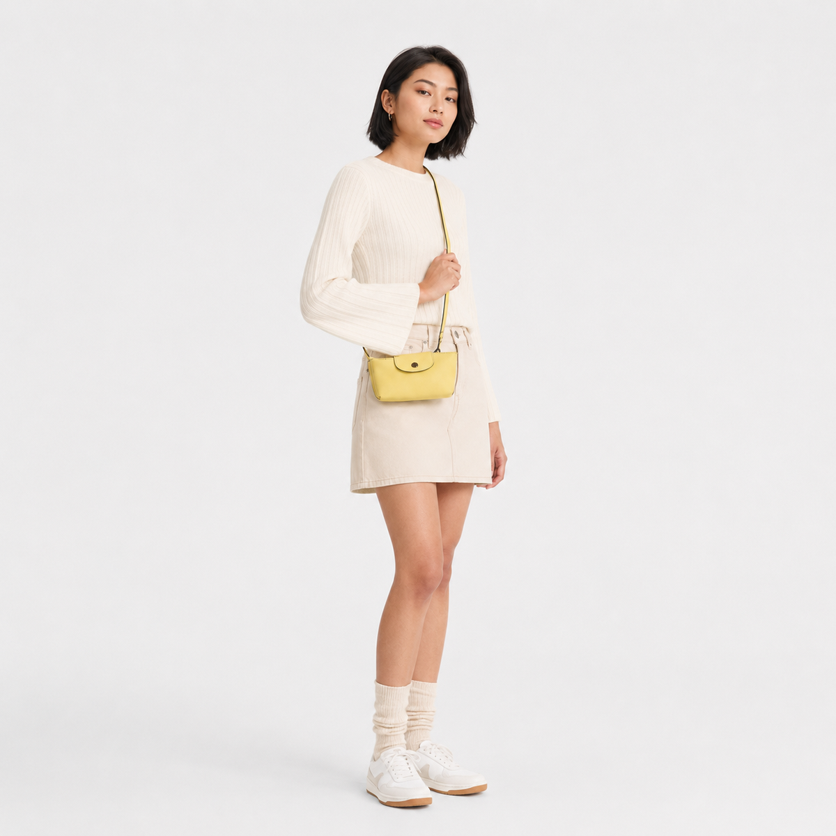 Longchamp Le Pliage Mini Leather Bag – Lime