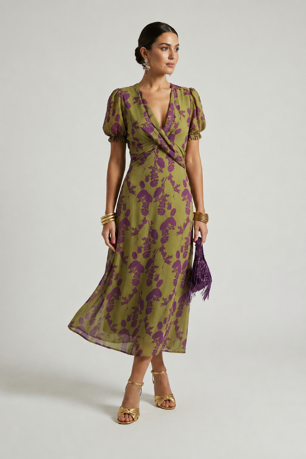CHIQUE MIDI-JURK MET BLOEMENPRINT VOOR DAMES