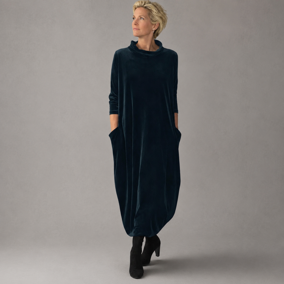 MAXI-JURK VAN FLUWEEL VOOR DAMES