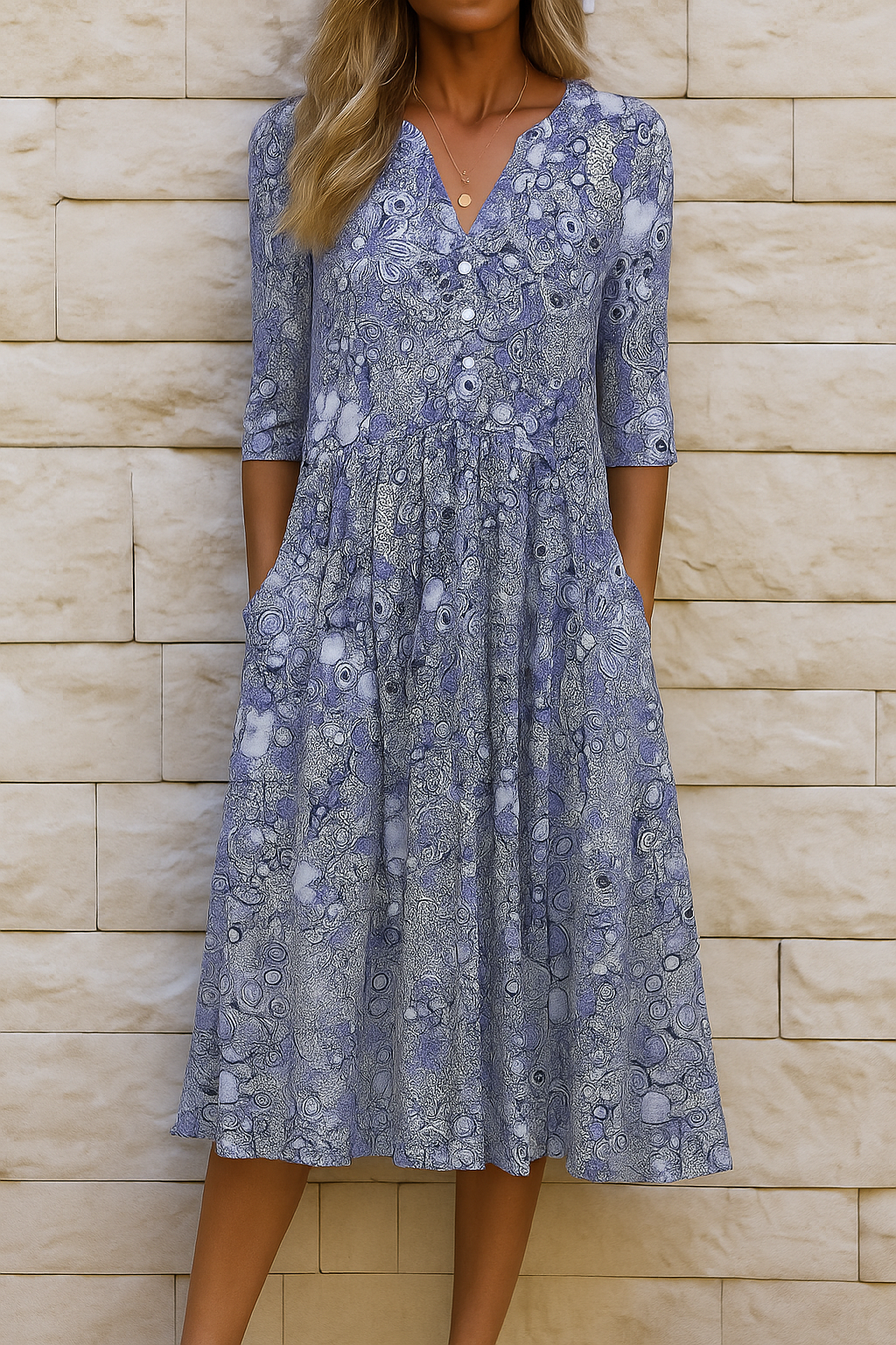 ELEGANTE MIDILANGE JURK MET PRINT VOOR DAMES