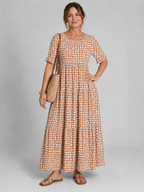 ELEGANTE MIDI-JURK MET KORTE MOUWEN VOOR VROUWEN
