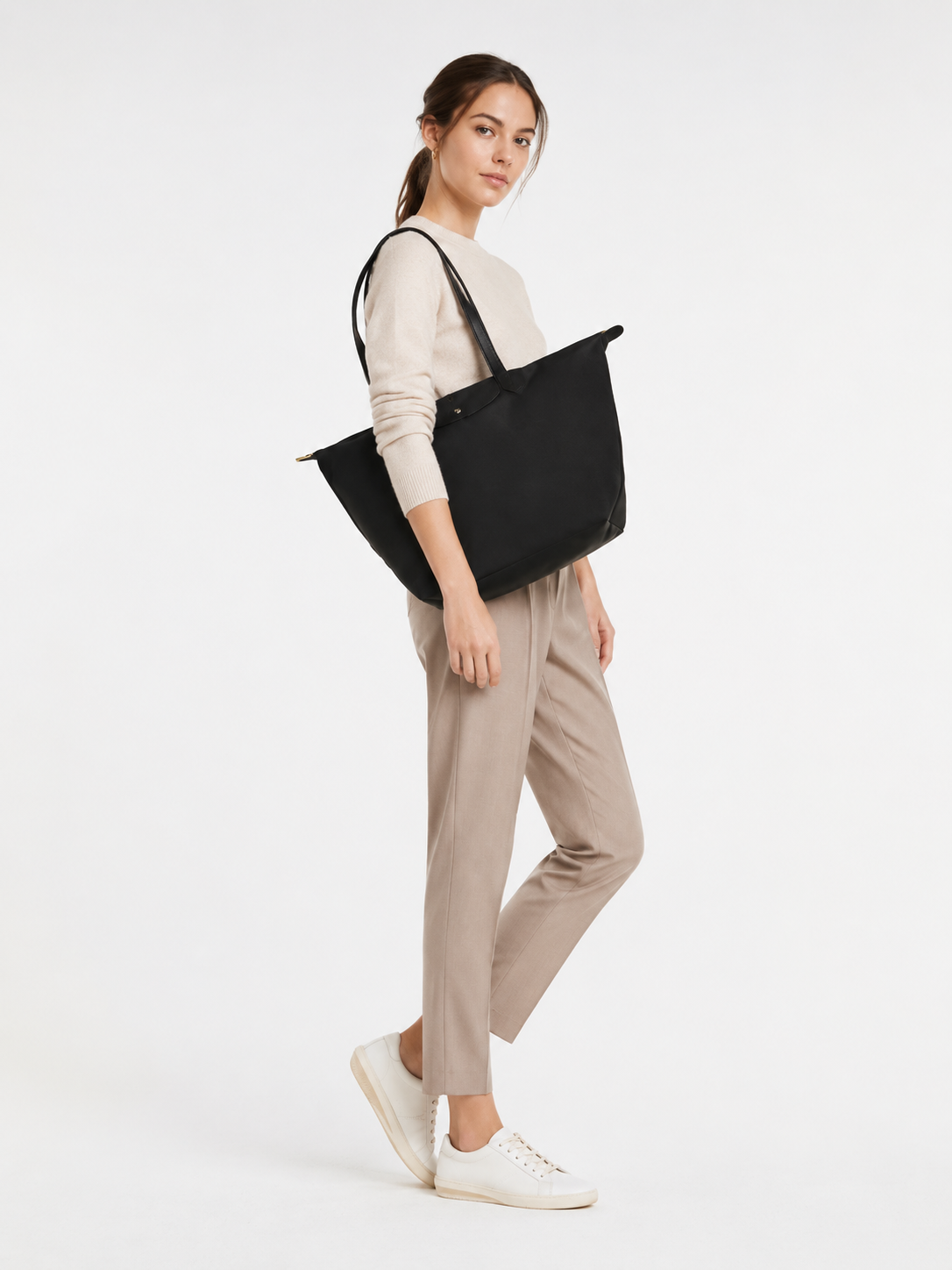 Longchamp Le Pliage Medium Tote – Black Recycled Canvas