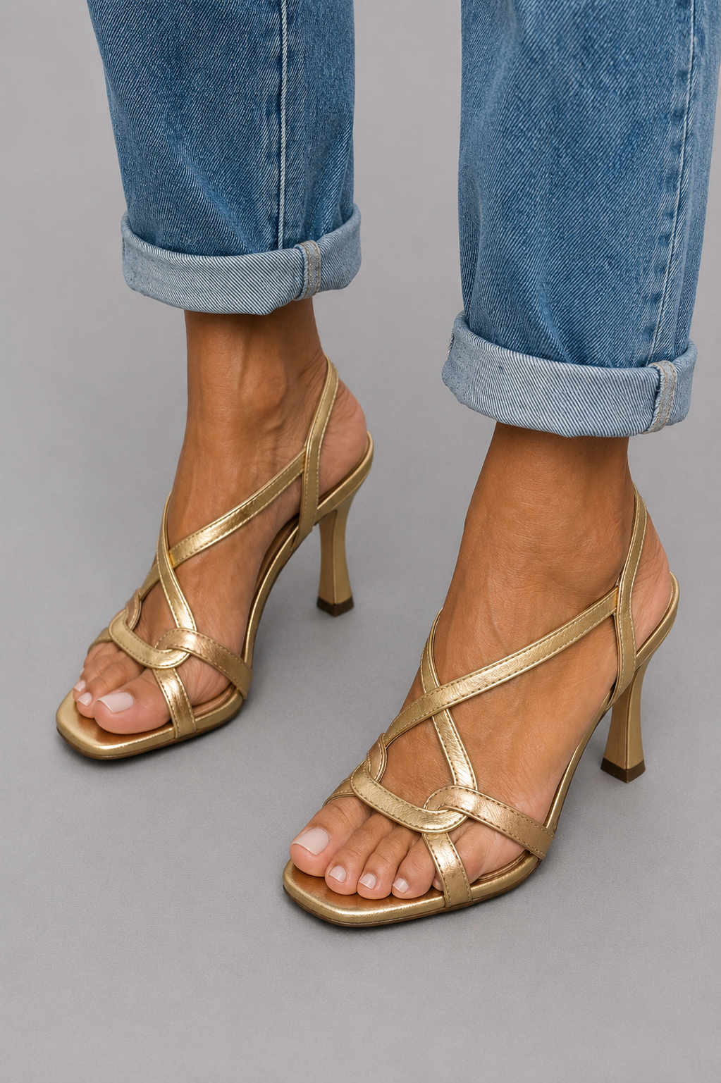 GOUDEN SANDALEN MET BANDJES VOOR DAMES
