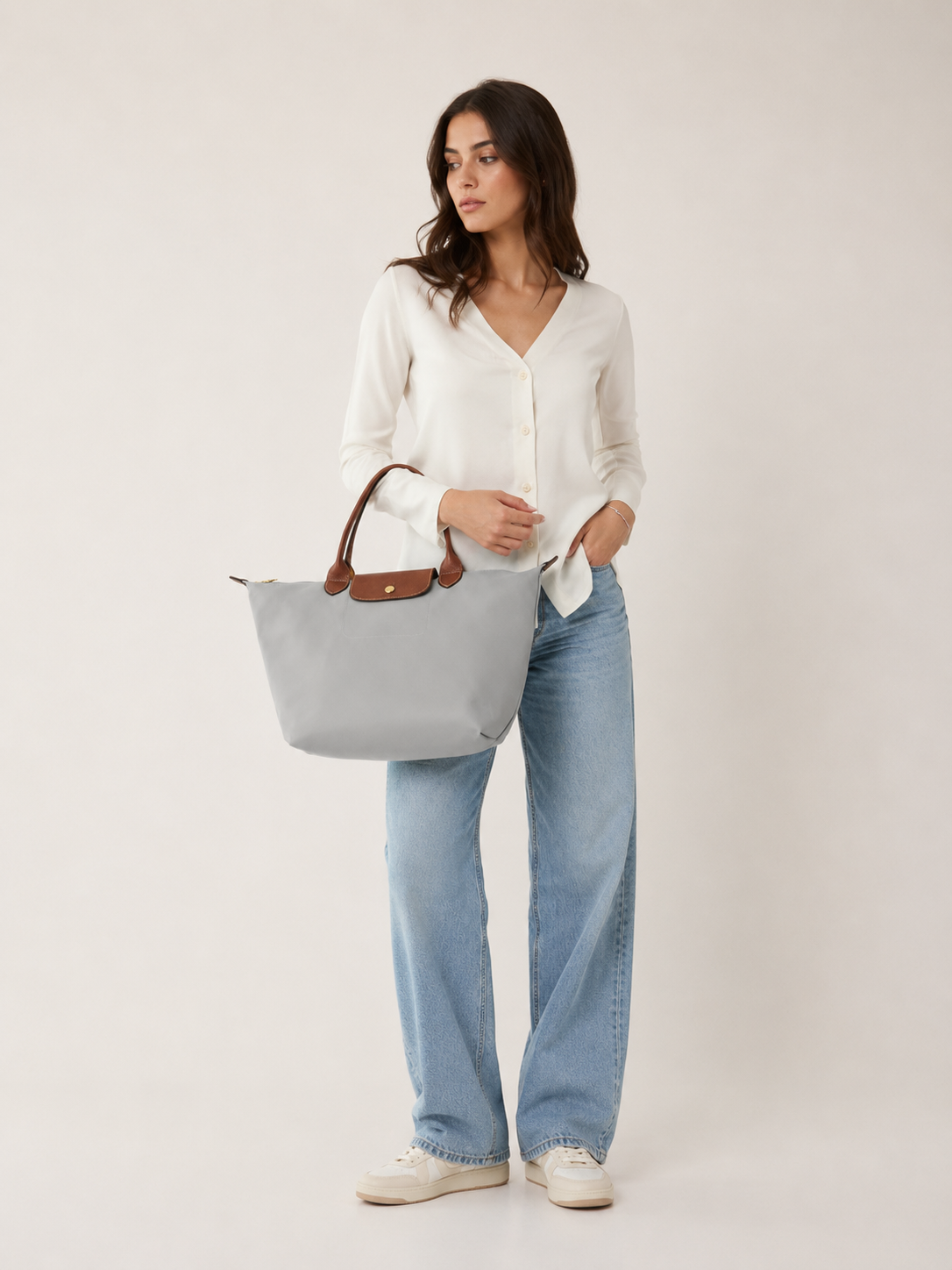 Longchamp Le Pliage Medium Tote – Steel