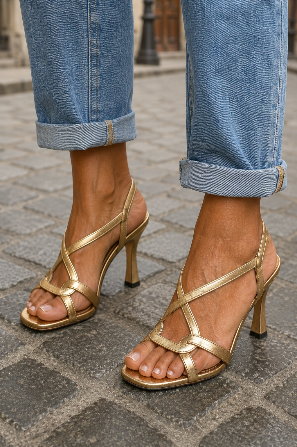GOUDEN SANDALEN MET BANDJES VOOR DAMES