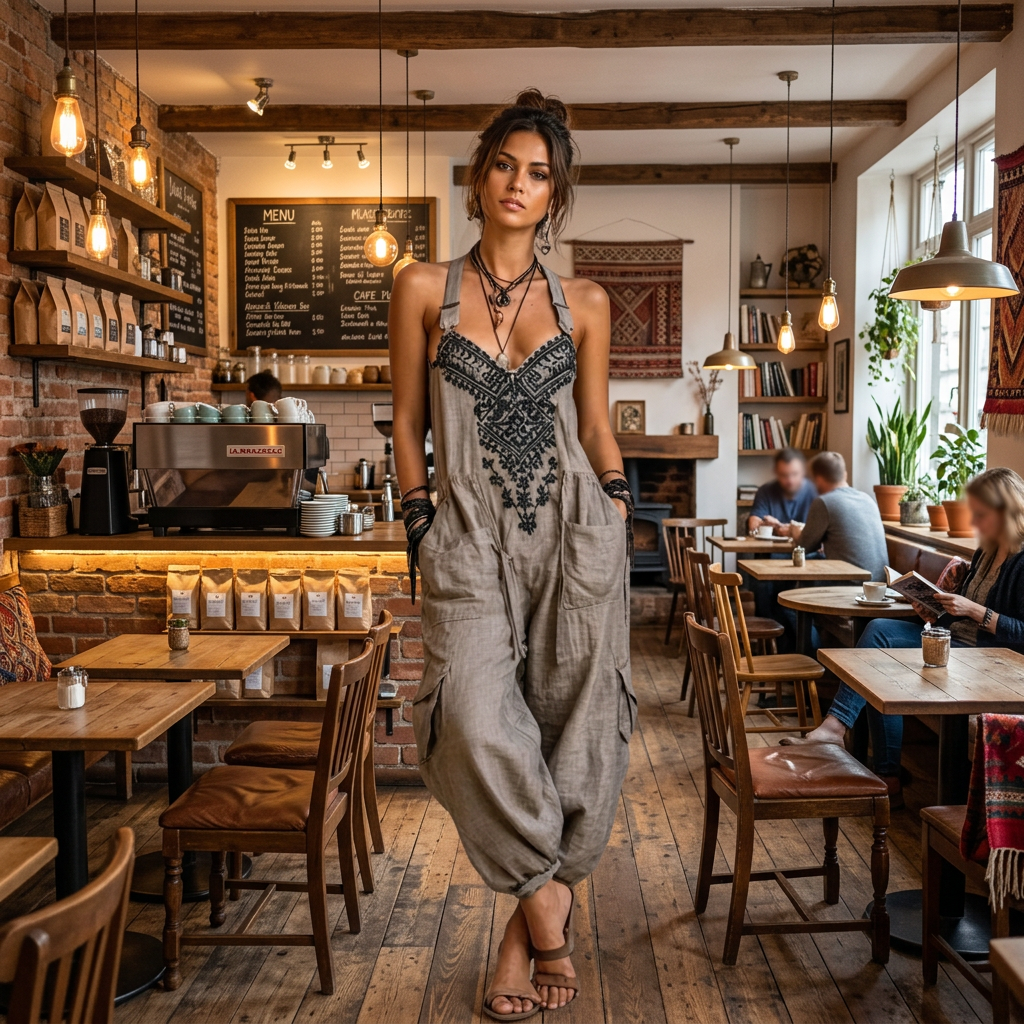 BOHEMIAN GEBORDUURDE JUMPSUIT VOOR DAMES