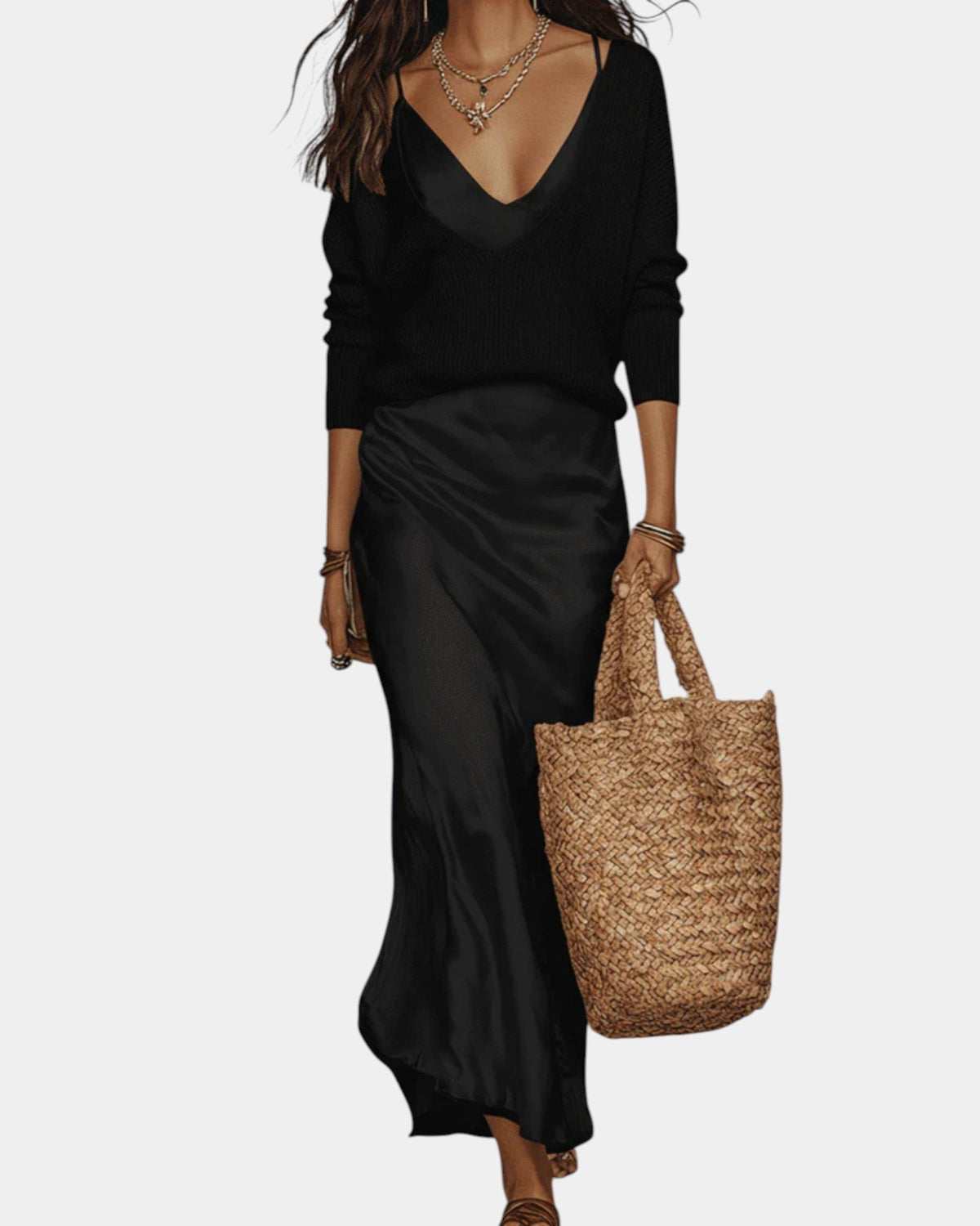 SATIJNEN JURK MET BLOUSE VOOR DAMES