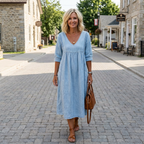 VINTAGE DENIM JURK MET RUIME PASVORM VOOR DAMES