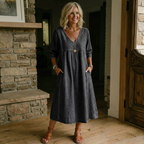 VINTAGE DENIM JURK MET RUIME PASVORM VOOR DAMES