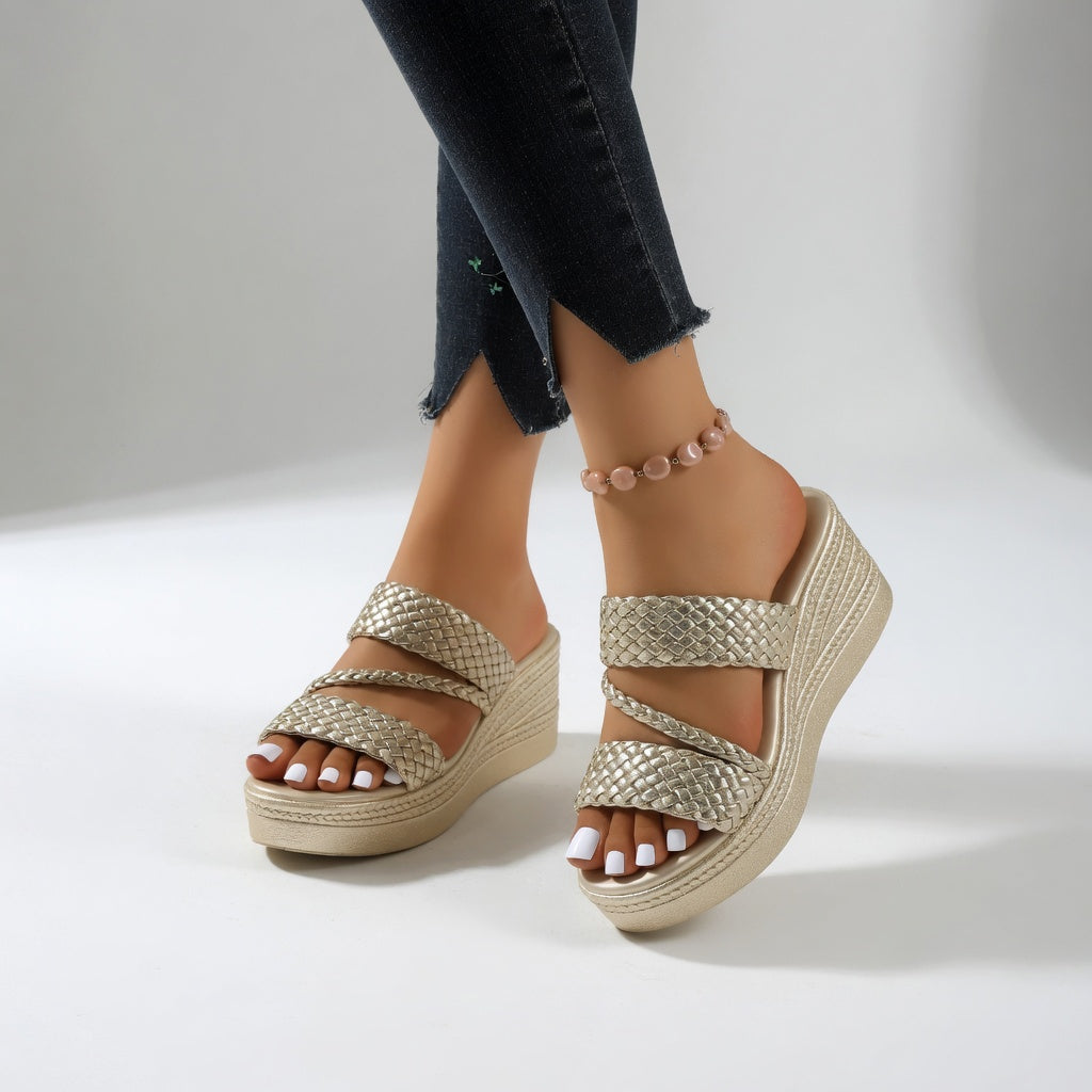 GEVLOCHTE SLEEHAKSANDALEN VOOR DAMES