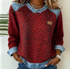 Hollyn™ | Luipaardprint Trui met Denim Kraag