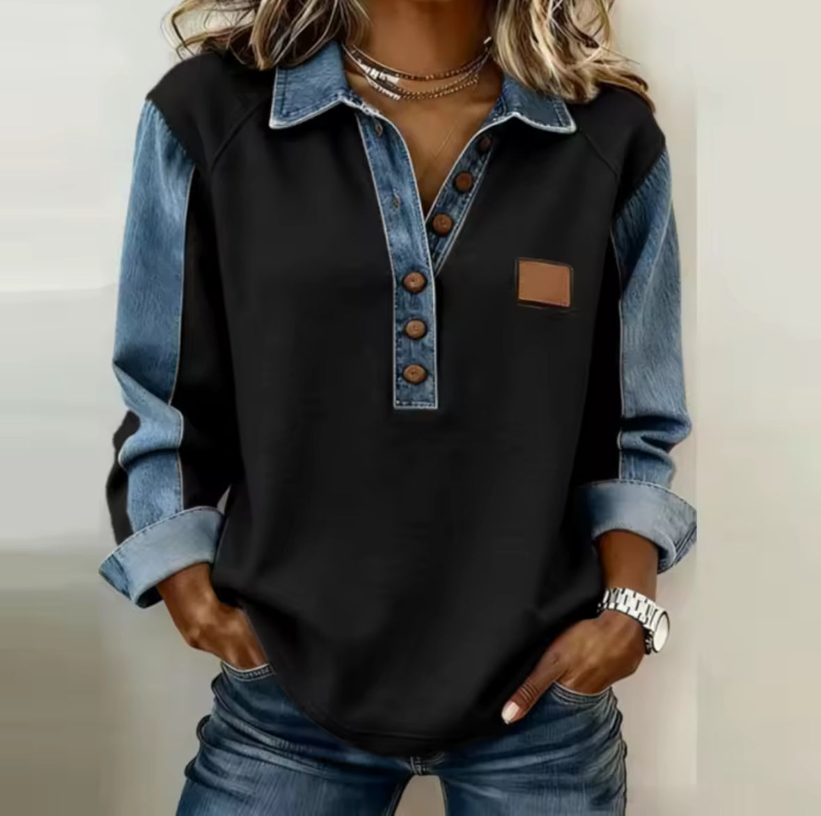 Voxanne™ | Denim Kraag Pullover