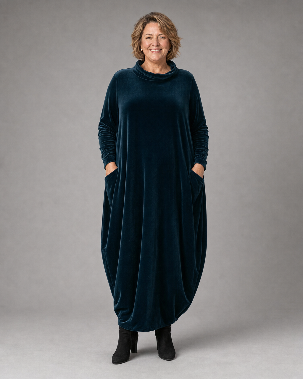 MAXI-JURK VAN FLUWEEL VOOR DAMES