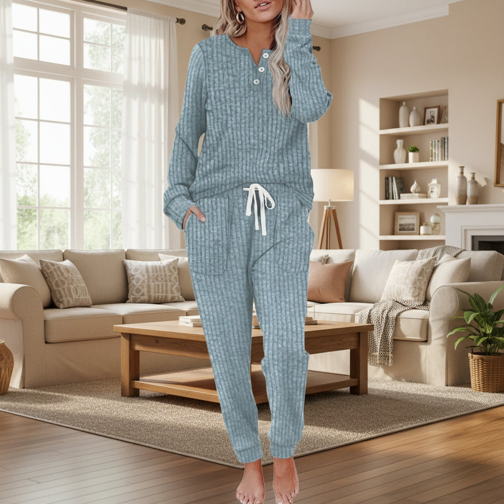 GERIBBELDE GEBREIDE LOUNGE-SET VOOR DAMES
