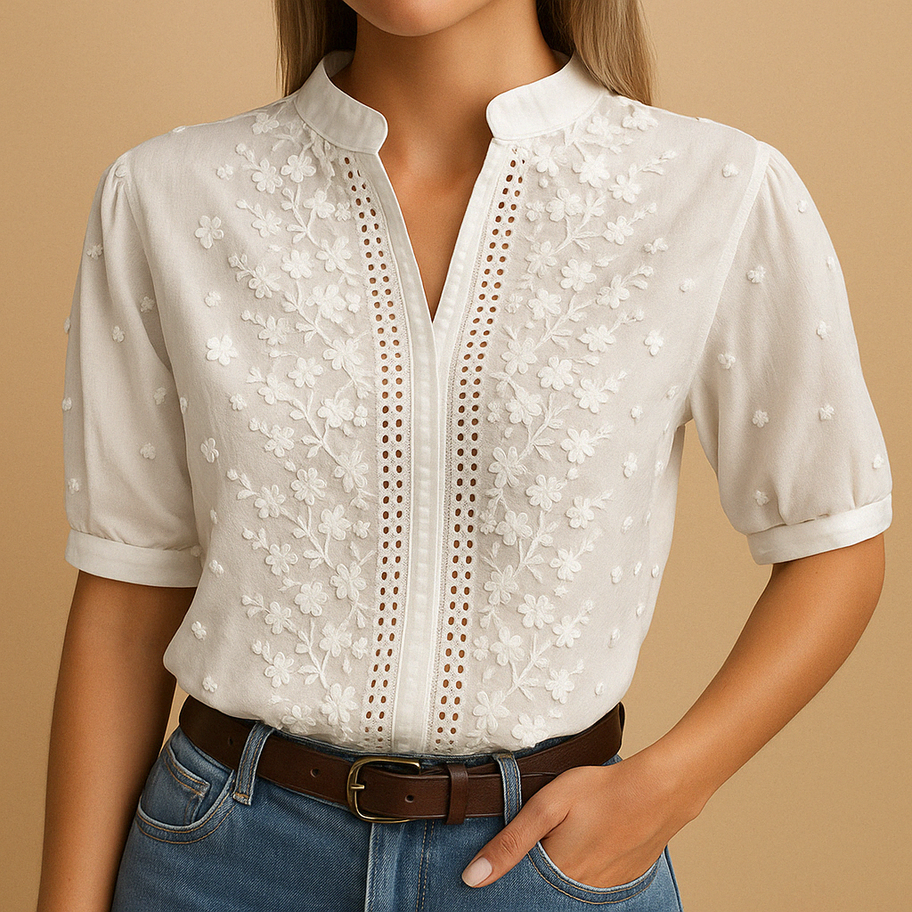 Stijlvolle geborduurde damesblouse