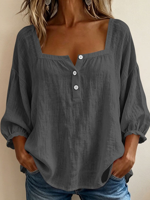 Linnen blouse met ballonmouwen voor dames