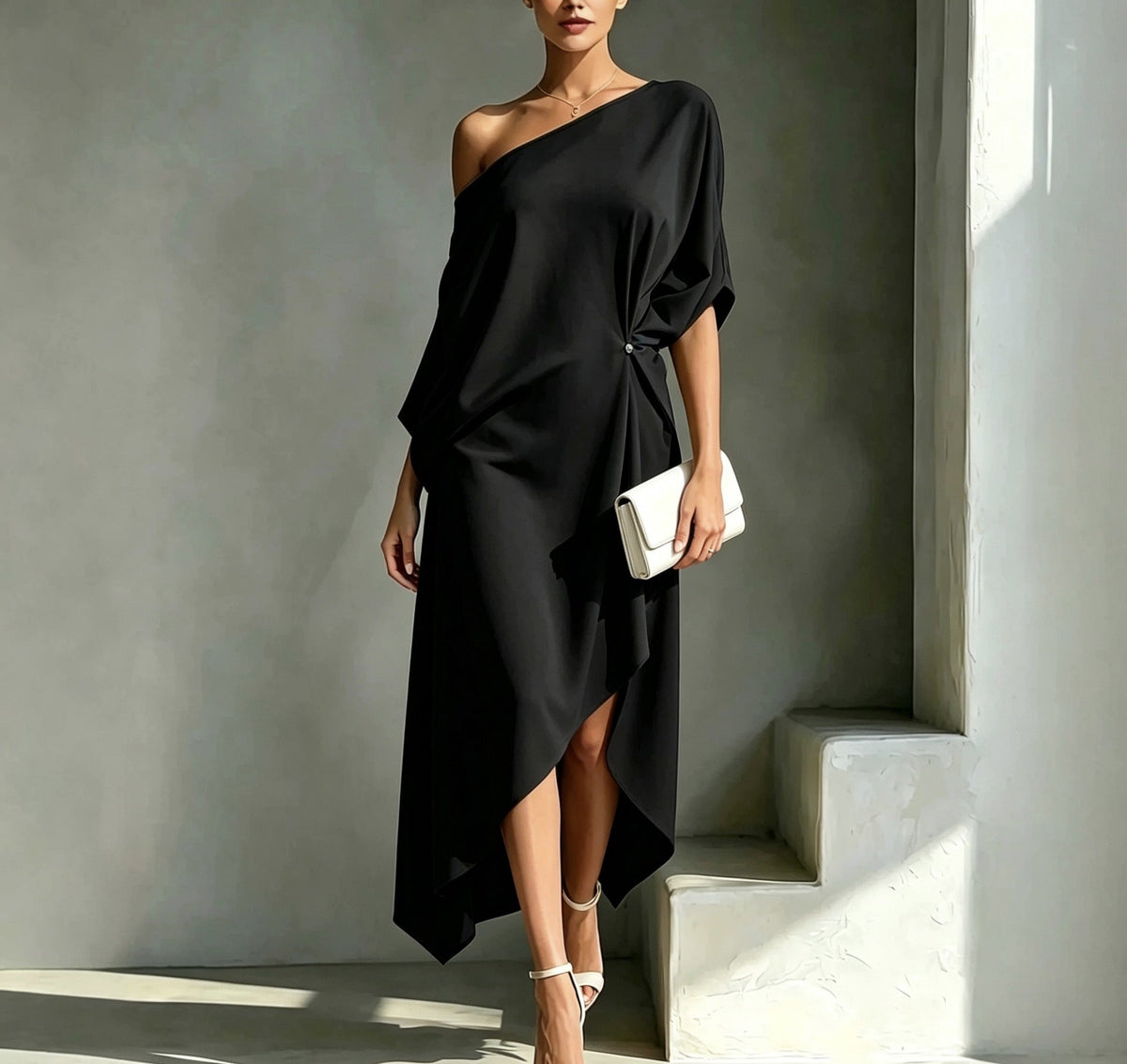 ASYMMETRISCHE DRAPEERJURK VOOR DAMES
