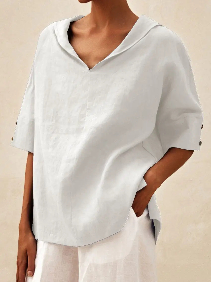 Linnen blouse met V-hals voor dames