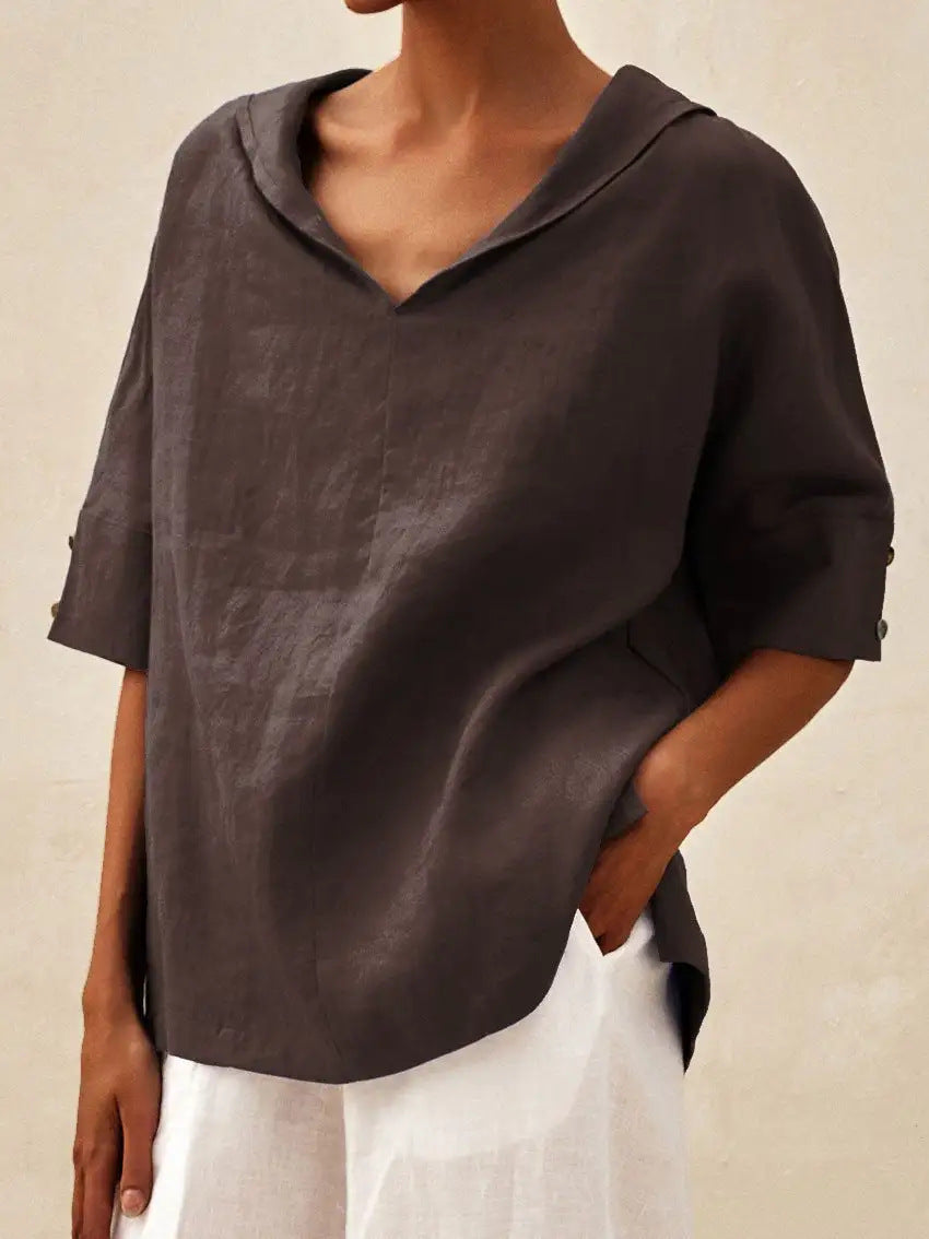 Linnen blouse met V-hals voor dames