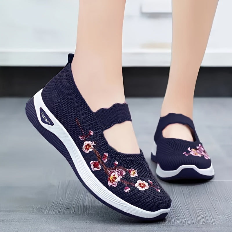 MET BLOEMEN GEBORDUURDE SNEAKERS VOOR DAMES