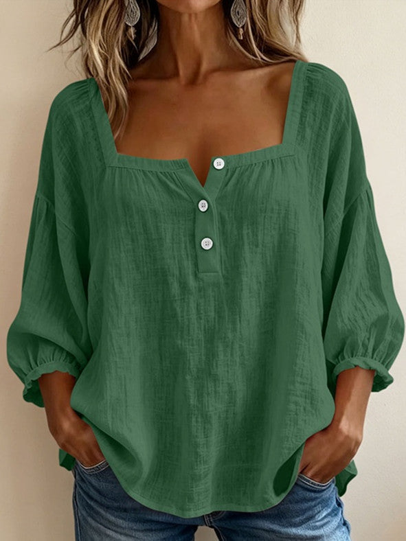 Linnen blouse met ballonmouwen voor dames