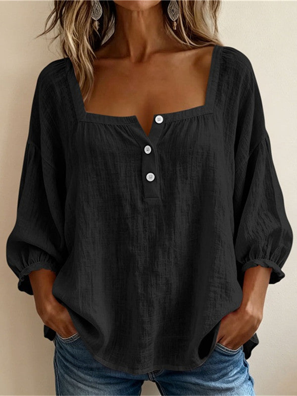 Linnen blouse met ballonmouwen voor dames