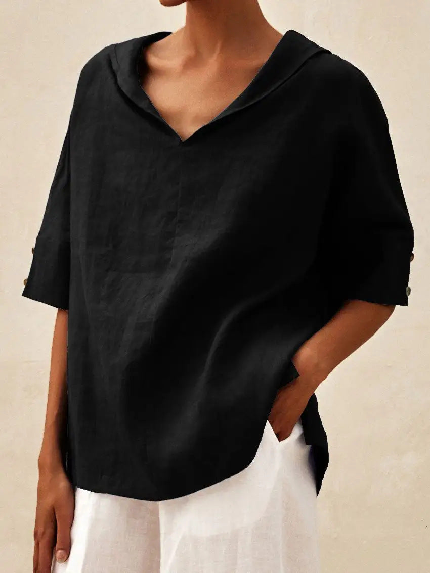 Linnen blouse met V-hals voor dames