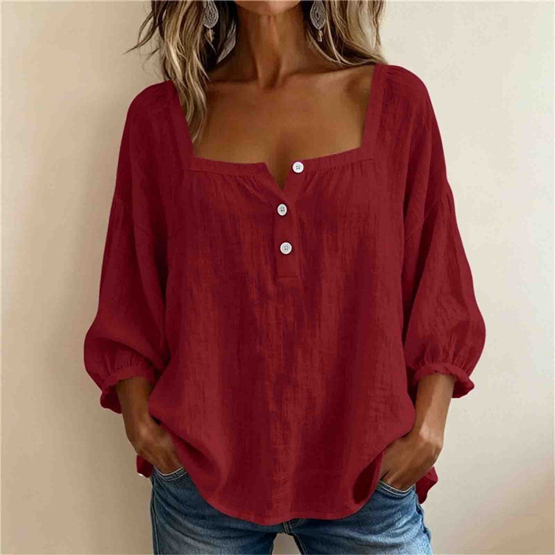 Linnen blouse met ballonmouwen voor dames
