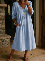 VINTAGE DENIM JURK MET RUIME PASVORM VOOR DAMES