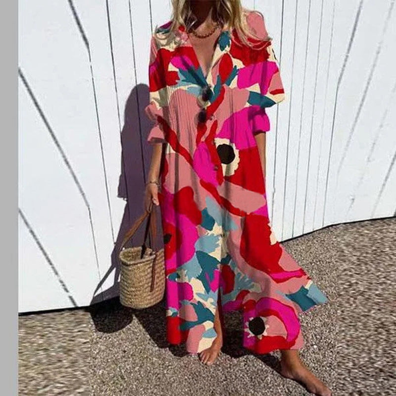 MINIMALISTISCHE VLOEIENDE MAXI-JURK VOOR DAMES