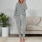 GERIBBELDE GEBREIDE LOUNGE-SET VOOR DAMES