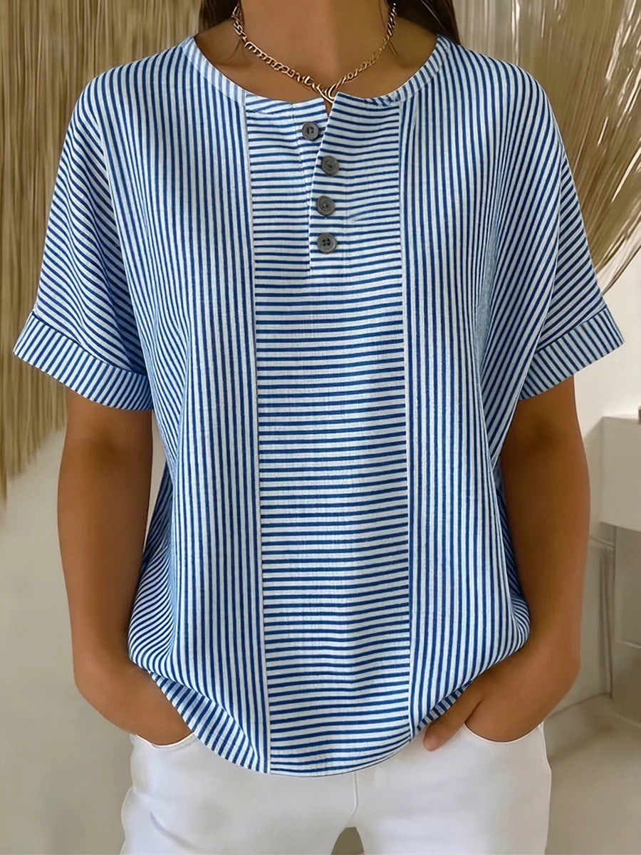 GESTREEPTE BLOUSE MET KNOPEN VOOR DAMES