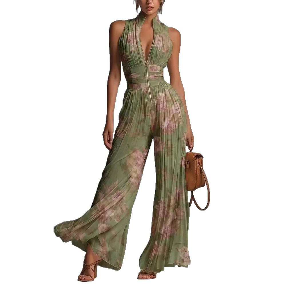 GEPLOOIDE JUMPSUIT MET HALTERNEK VOOR DAMES