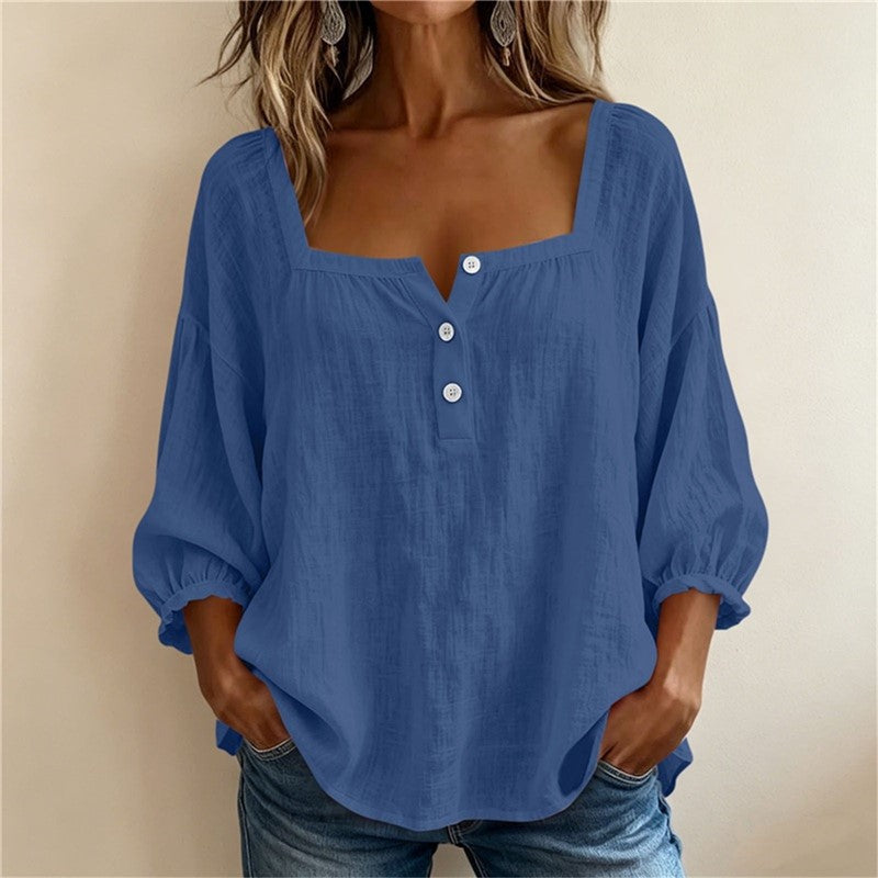 Linnen blouse met ballonmouwen voor dames