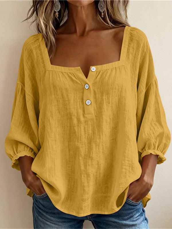 Linnen blouse met ballonmouwen voor dames