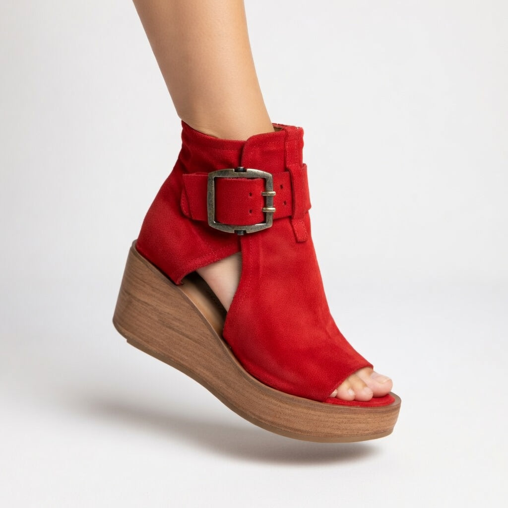 OPEN-TOE WEDGE-ENKELLAARSJES VOOR DAMES
