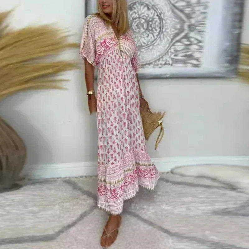 CHIQUE MAXI-JURK MET PATROON VOOR DAMES