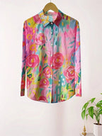 Fleur | Blouse met Abstracte Print en Knopen