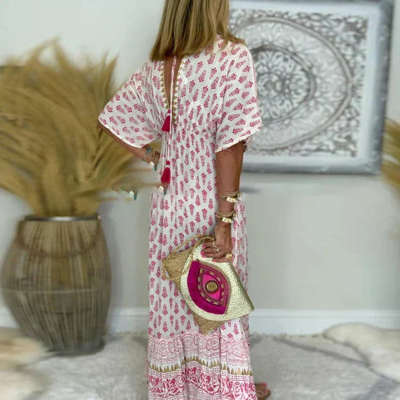 CHIQUE MAXI-JURK MET PATROON VOOR DAMES