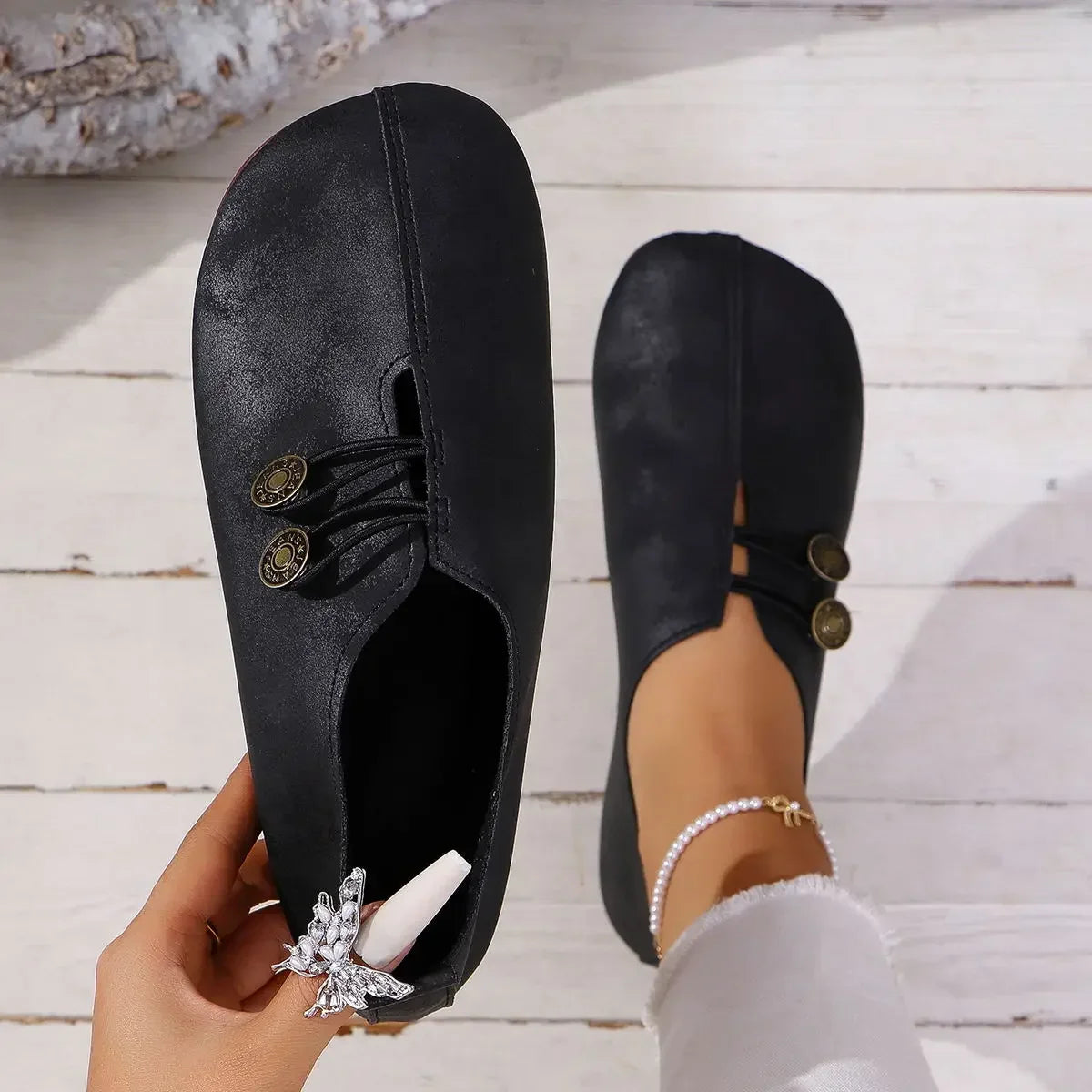 MOCASSINS MET KNOOP VOOR DAMES