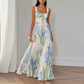 ELEGANTE GEPLOOIDE MAXI-JURK MET BLOEMENPRINT VOOR VROUWEN