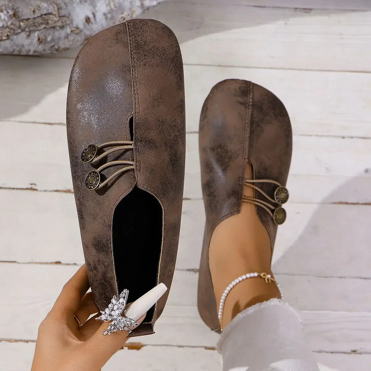 MOCASSINS MET KNOOP VOOR DAMES