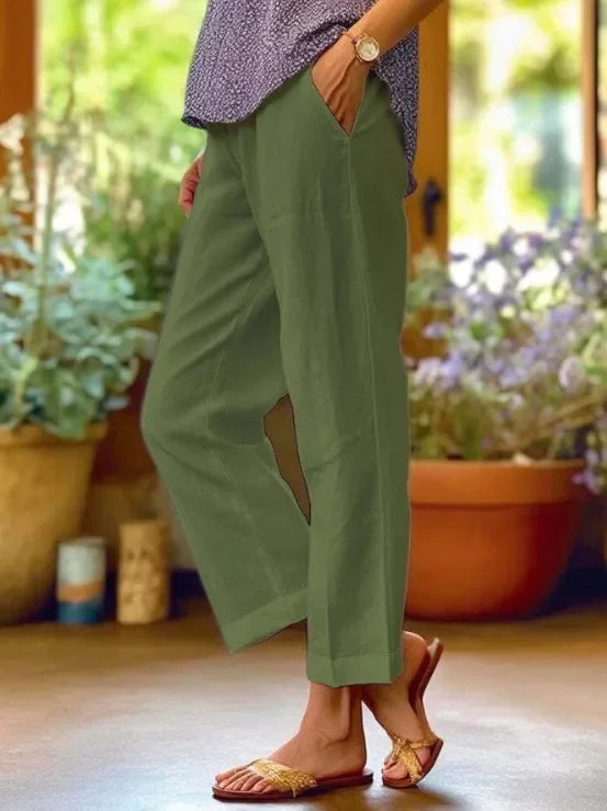 LINNEN BROEK MET RELAXTE PASVORM VOOR DAMES