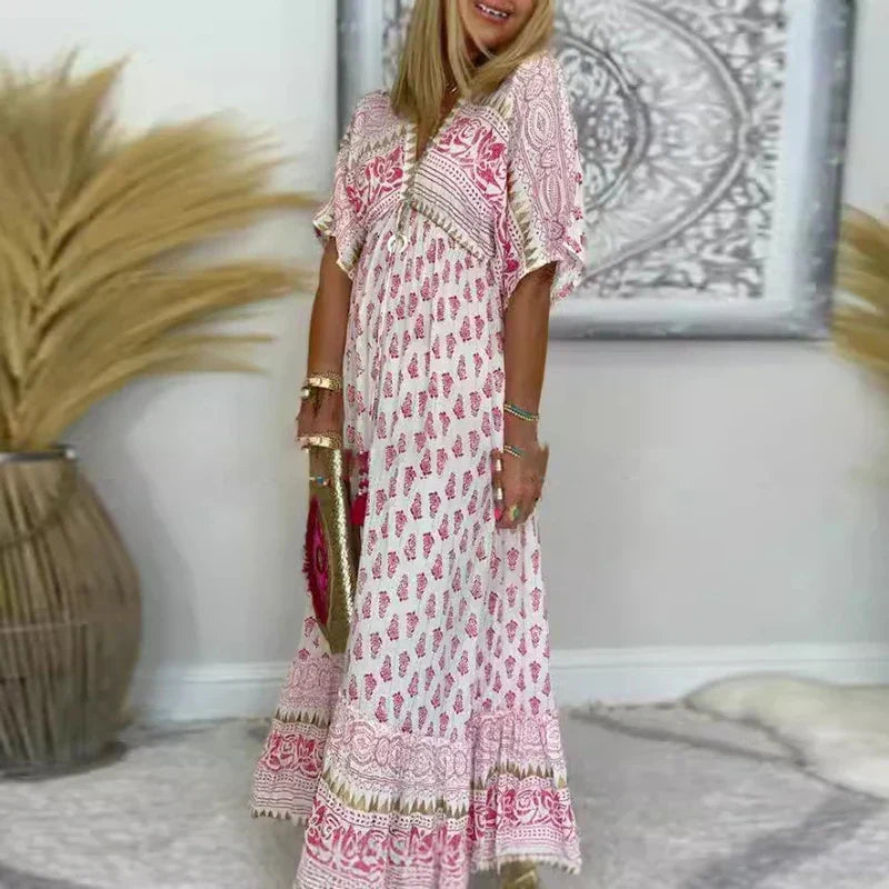 CHIQUE MAXI-JURK MET PATROON VOOR DAMES
