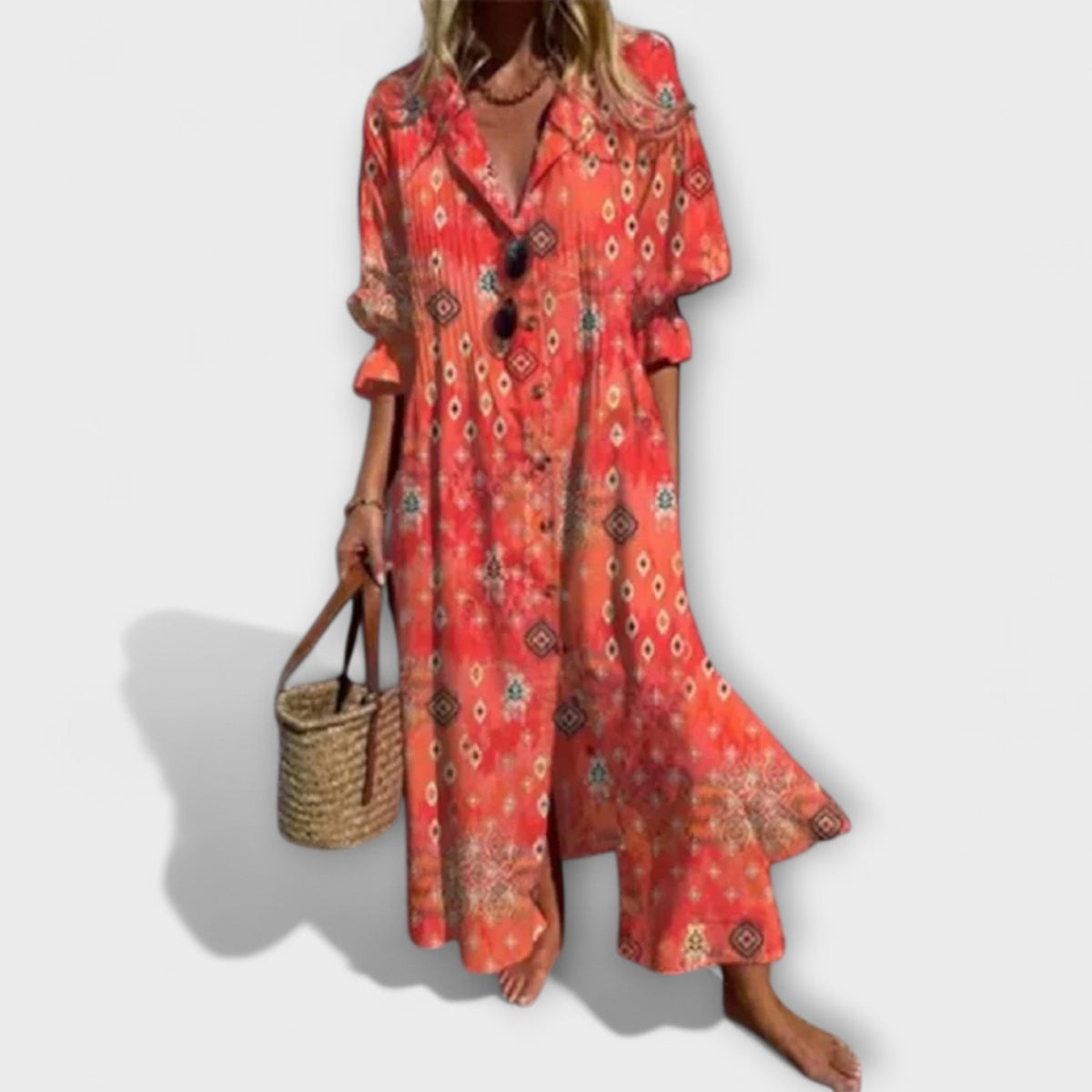 MINIMALISTISCHE VLOEIENDE MAXI-JURK VOOR DAMES
