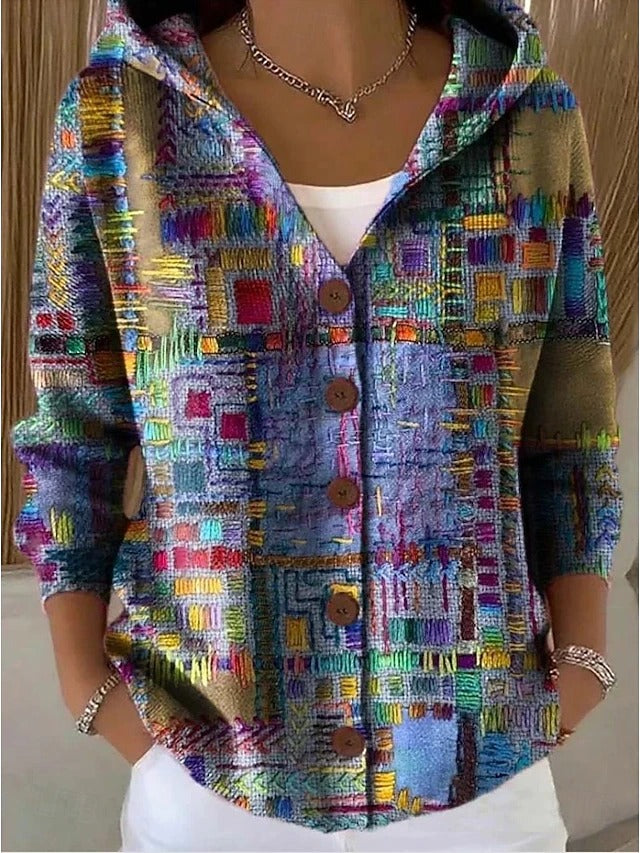 Patchwork gilet met capuchon voor dames